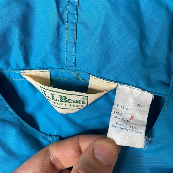 Vintage LL Bean Womens Medium Anorak Windbreaker Jacket Blue Teal Half Zip USA - Picture 4 of 9